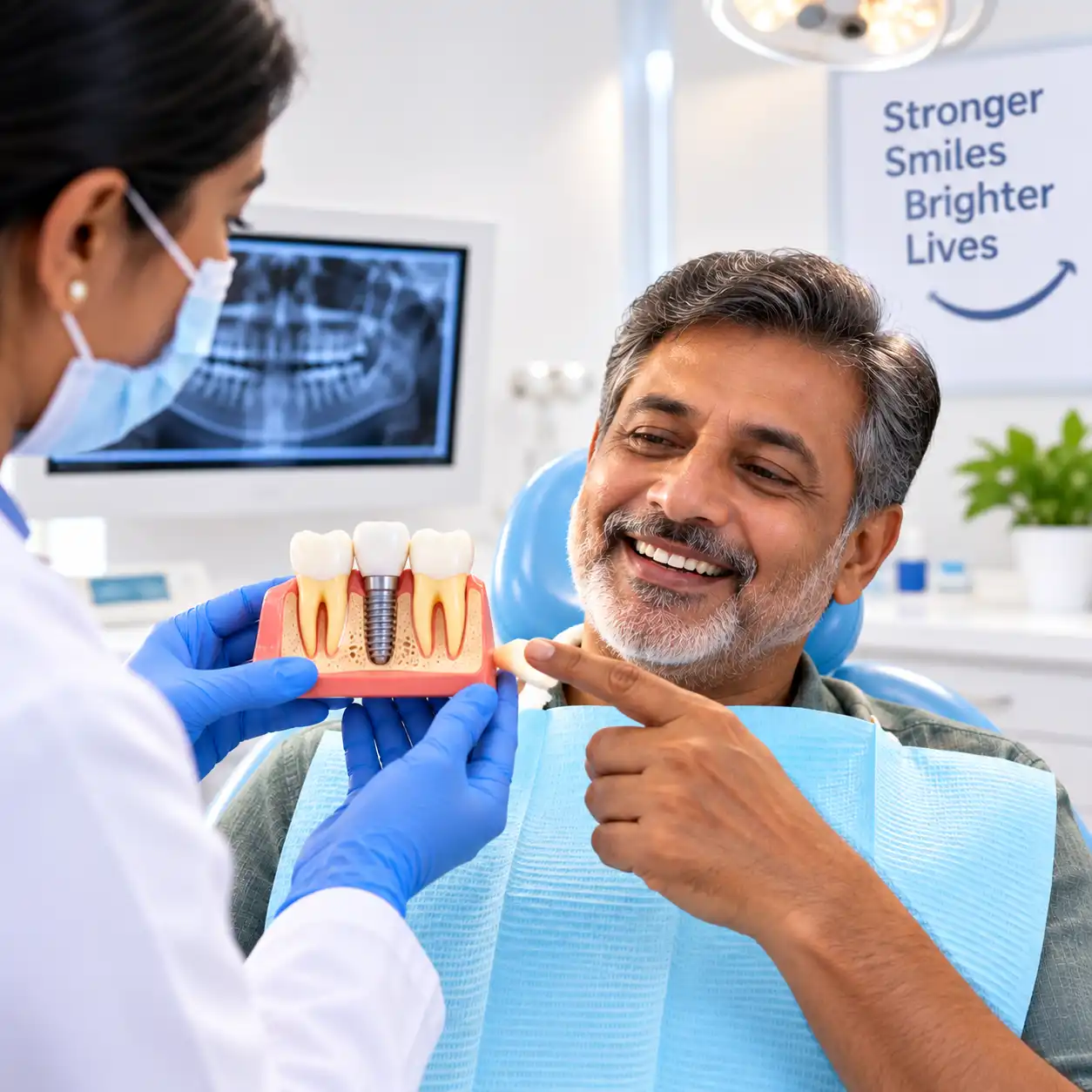 Dental Implant for a old man at Dr. KP's Confidenz Dental Care